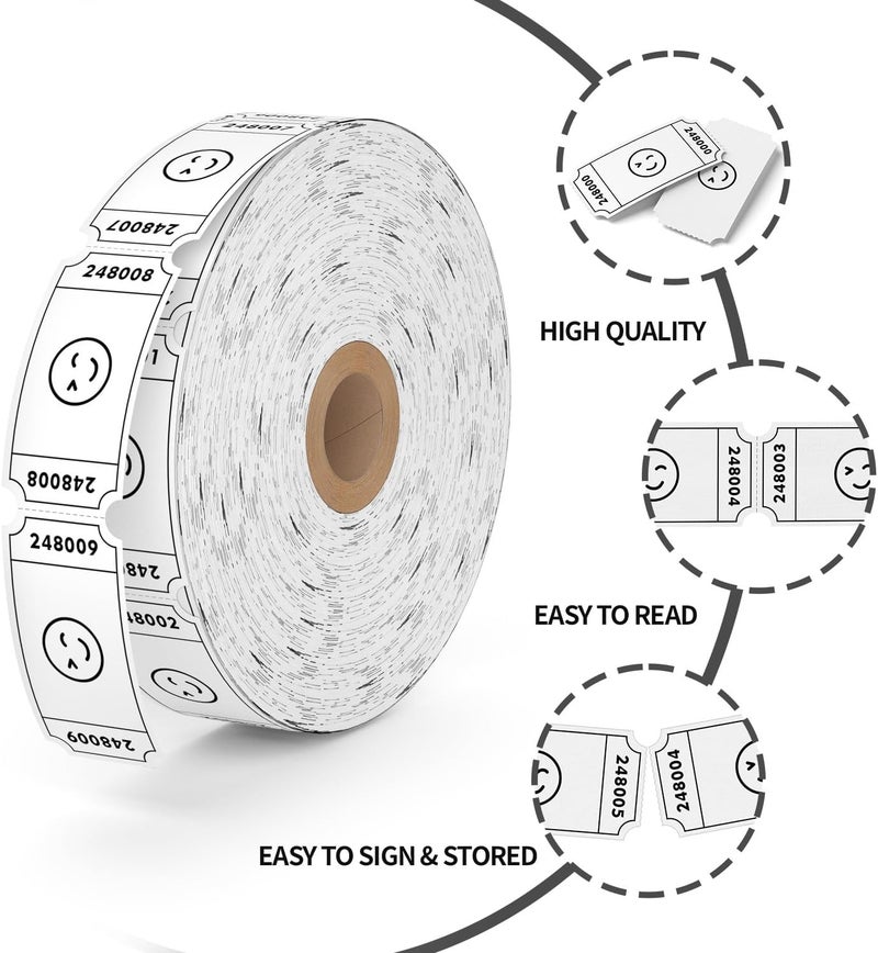 Methdic 1000 Smile Raffle Tickets White, Single Roll, Ticket for Events, Entry, Class Reward, Fundraiser & Prizes - Image 3